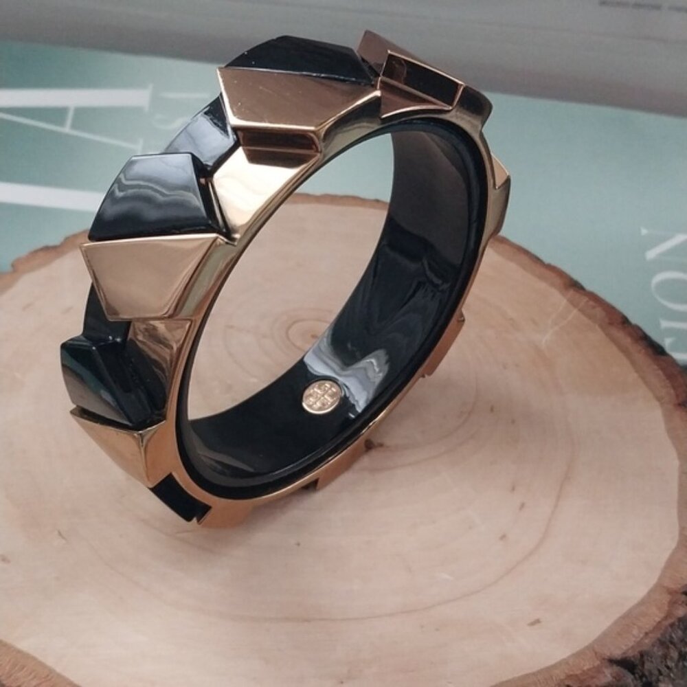 Tory Burch Goldtone Black Acetate Bangle Bracelet